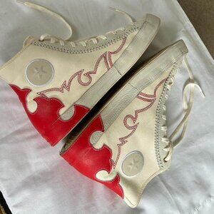 Converse All Star SASHA Red & Cream Western Graphic high top canvas sneakers 11